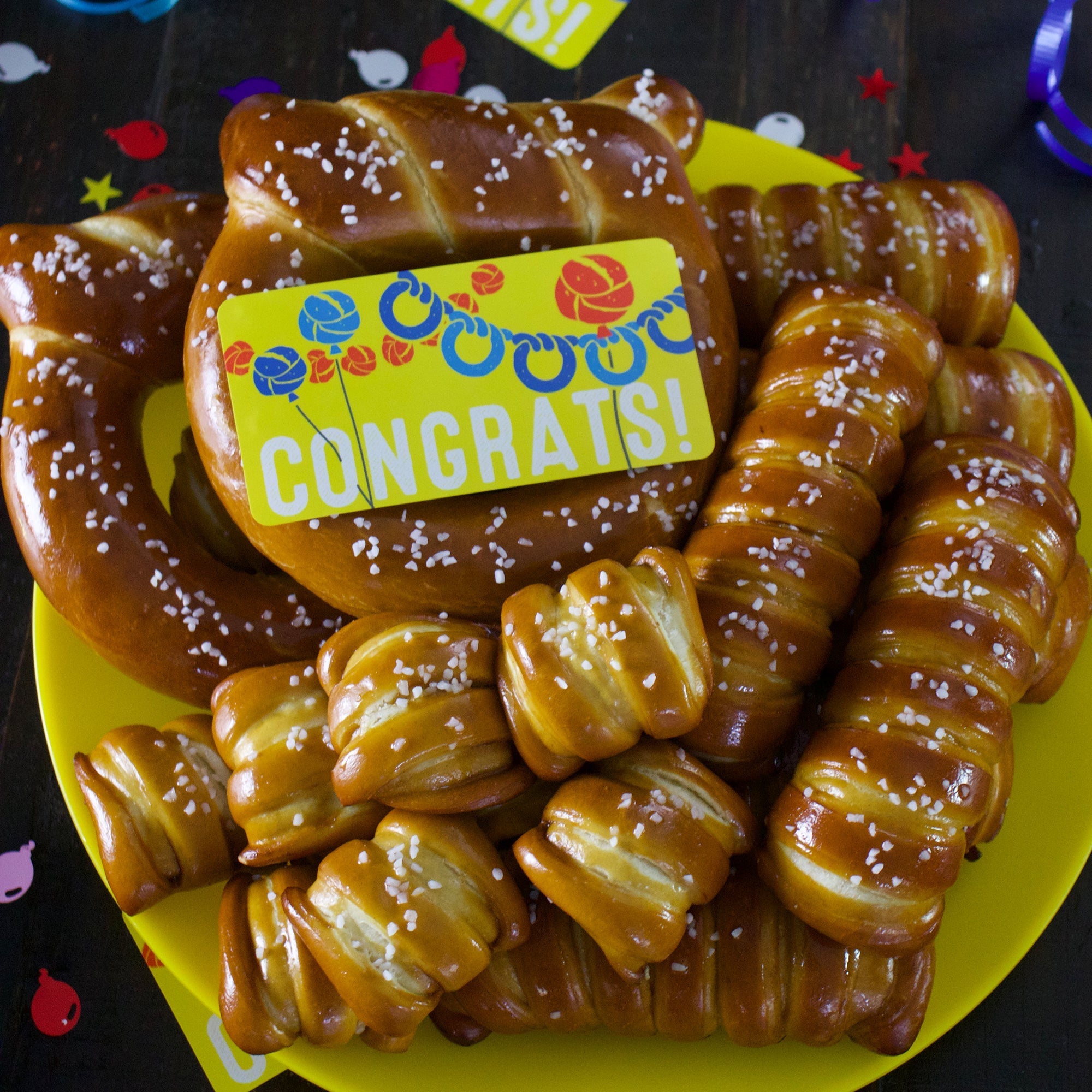 Soft Pretzels, Salts & Sauces Variety Box - Congratulations